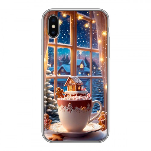 Дизайнерский силиконовый чехол для Iphone x10 Новый год