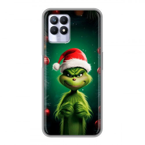 Дизайнерский силиконовый с усиленными углами чехол для Realme 8i Гринч Новый год Рождество