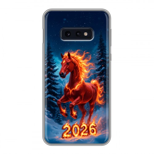 Дизайнерский силиконовый чехол для Samsung Galaxy S10e Новый год коня