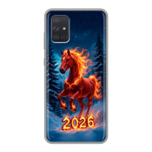 Дизайнерский силиконовый чехол для Samsung Galaxy A71 Новый год коня