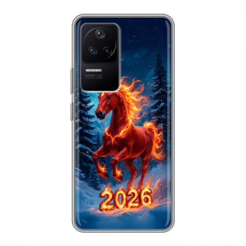 Дизайнерский силиконовый чехол для Xiaomi Poco F4 Новый год коня