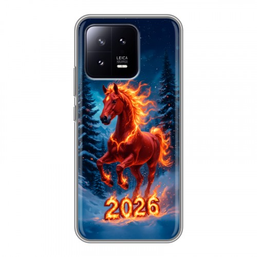 Дизайнерский силиконовый чехол для Xiaomi 13 Новый год коня