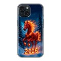 Дизайнерский пластиковый чехол для Iphone 15 Новый год коня