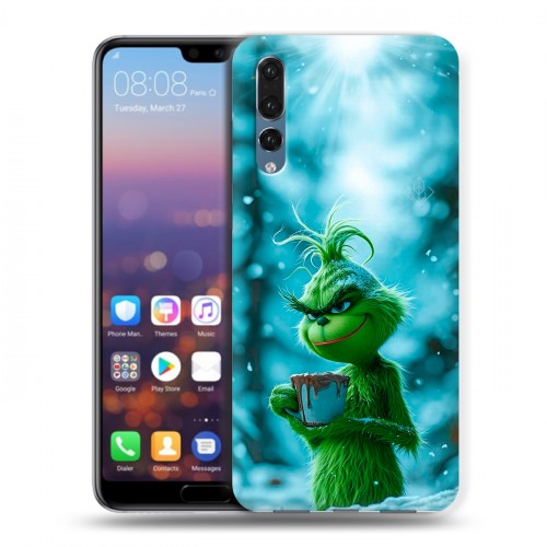 Дизайнерский силиконовый с усиленными углами чехол для Huawei P20 Pro Новый год гринч