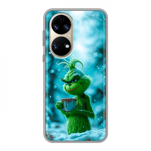 Дизайнерский силиконовый с усиленными углами чехол для Huawei P50 Pro Новый год гринч