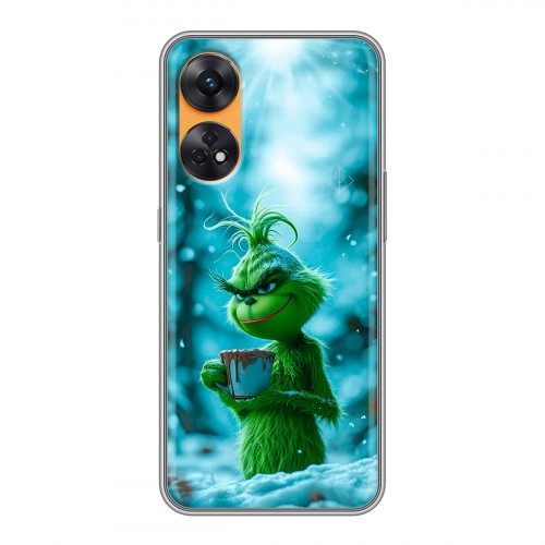 Дизайнерский силиконовый с усиленными углами чехол для OPPO Reno8 T Новый год гринч