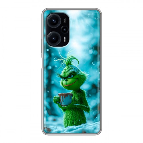 Дизайнерский силиконовый с усиленными углами чехол для XIaomi Poco F5 Новый год гринч