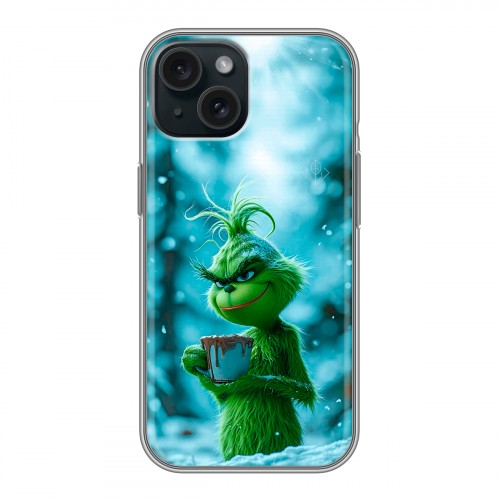 Дизайнерский силиконовый чехол для Iphone 15 Новый год гринч