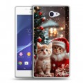 Дизайнерский пластиковый чехол для Sony Xperia M2 dual Новый год