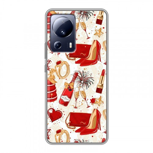 Дизайнерский силиконовый с усиленными углами чехол для Xiaomi 13 Lite Новый год