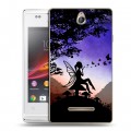 Дизайнерский пластиковый чехол для Sony Xperia E Фантастические силуэты