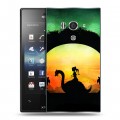 Дизайнерский пластиковый чехол для Sony Xperia acro S Фантастические силуэты