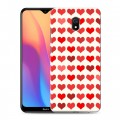 Дизайнерский силиконовый с усиленными углами чехол для Xiaomi RedMi 8A Сердечные узоры