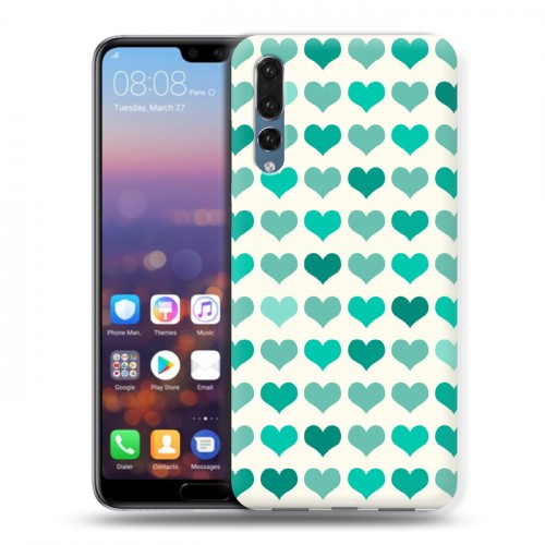 Дизайнерский силиконовый с усиленными углами чехол для Huawei P20 Pro Сердечные узоры