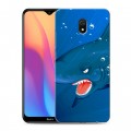 Дизайнерский силиконовый с усиленными углами чехол для Xiaomi RedMi 8A Акулы