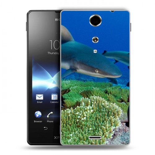 Дизайнерский пластиковый чехол для Sony Xperia TX Акулы