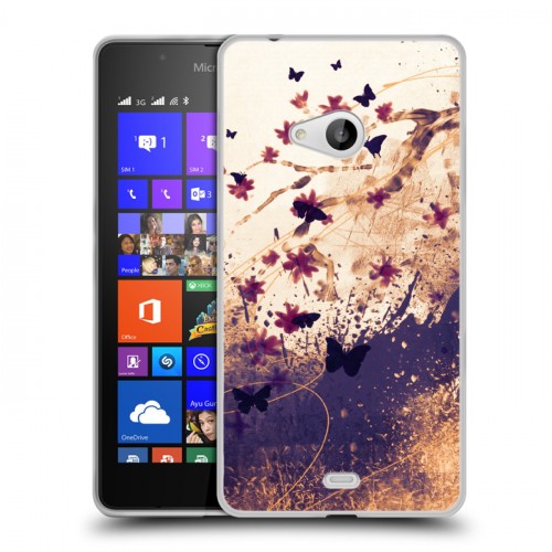 Дизайнерский пластиковый чехол для Microsoft Lumia 540 Цветочные мазки