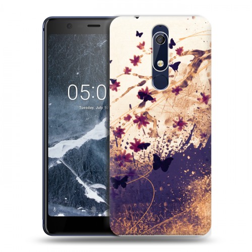 Дизайнерский пластиковый чехол для Nokia 5.1 Цветочные мазки