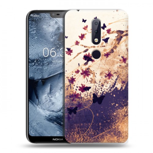 Дизайнерский пластиковый чехол для Nokia 6.1 Plus Цветочные мазки