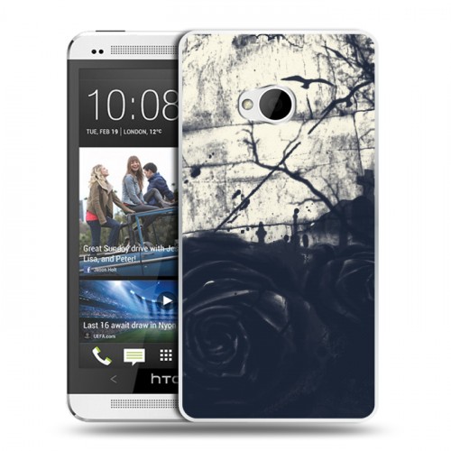 Дизайнерский пластиковый чехол для HTC One (M7) Dual SIM Цветочные мазки