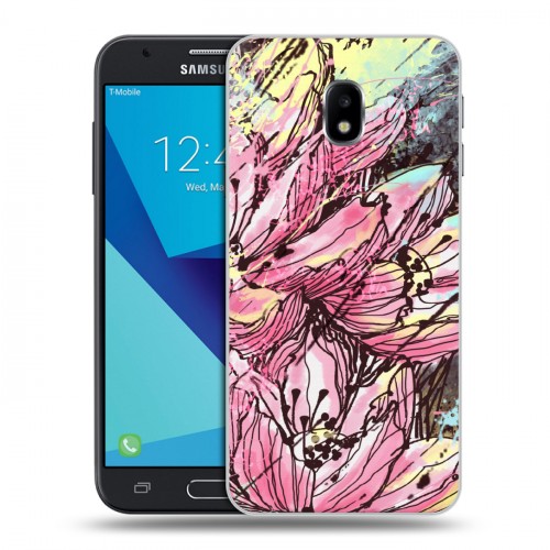 Дизайнерский пластиковый чехол для Samsung Galaxy J3 (2017) Цветочные мазки