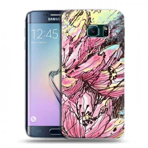 Дизайнерский пластиковый чехол для Samsung Galaxy S6 Edge Цветочные мазки