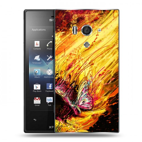 Дизайнерский пластиковый чехол для Sony Xperia acro S Цветочные мазки