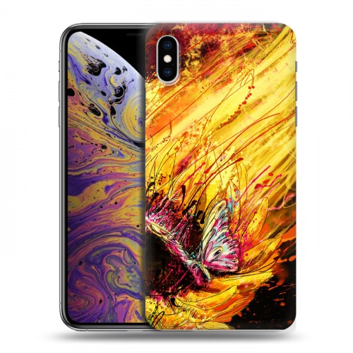 Дизайнерский силиконовый чехол для Iphone Xs Max Цветочные мазки