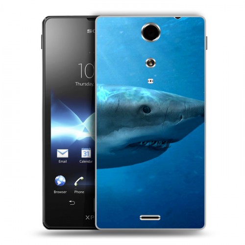 Дизайнерский пластиковый чехол для Sony Xperia TX Акулы