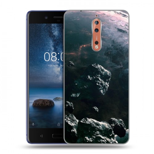 Дизайнерский пластиковый чехол для Nokia 8 Астероиды