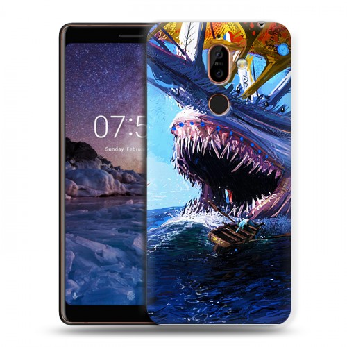 Дизайнерский пластиковый чехол для Nokia 7 Plus Акулы