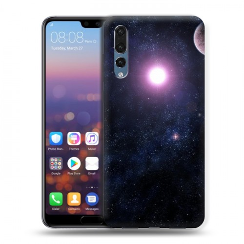 Дизайнерский силиконовый с усиленными углами чехол для Huawei P20 Pro Галактика