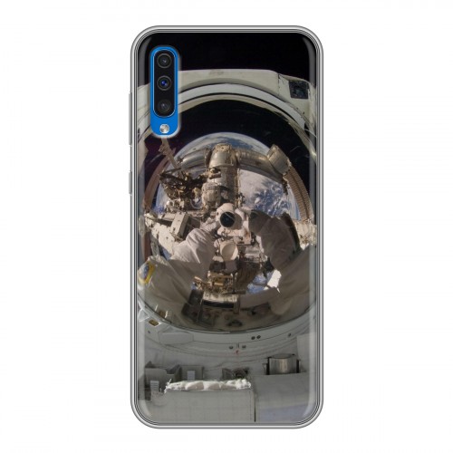 Дизайнерский силиконовый с усиленными углами чехол для Samsung Galaxy A50 Космонавт