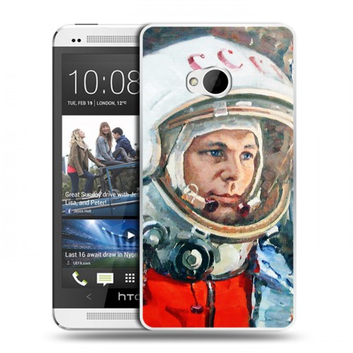 Дизайнерский пластиковый чехол для HTC One (M7) Dual SIM Космонавт