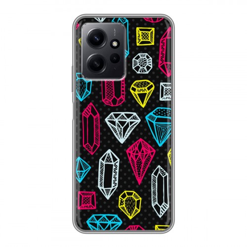 Дизайнерский силиконовый с усиленными углами чехол для Xiaomi RedMi Note 12 Яркие алмазы
