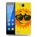 Дизайнерский пластиковый чехол для Huawei Honor 3c Солнце