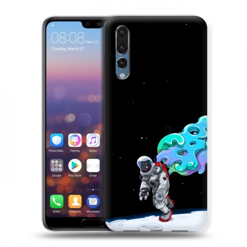 Дизайнерский силиконовый с усиленными углами чехол для Huawei P20 Pro Космонавт