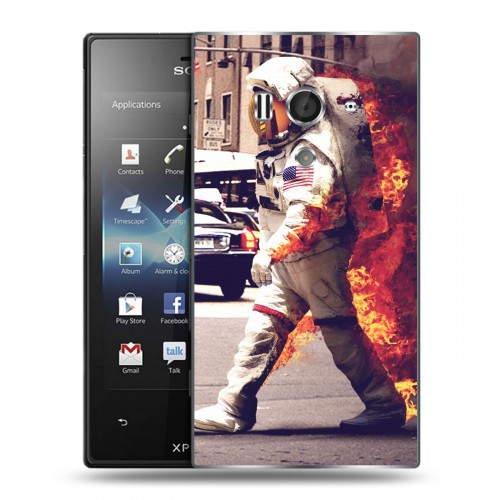 Дизайнерский пластиковый чехол для Sony Xperia acro S Космонавт