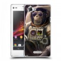 Дизайнерский пластиковый чехол для Sony Xperia L Космонавт