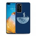 Дизайнерский силиконовый с усиленными углами чехол для Huawei P40 Космонавт