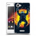 Дизайнерский пластиковый чехол для Sony Xperia L Космонавт