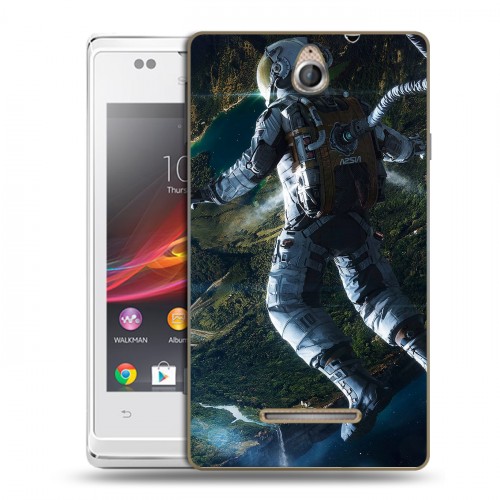 Дизайнерский пластиковый чехол для Sony Xperia E Космонавт