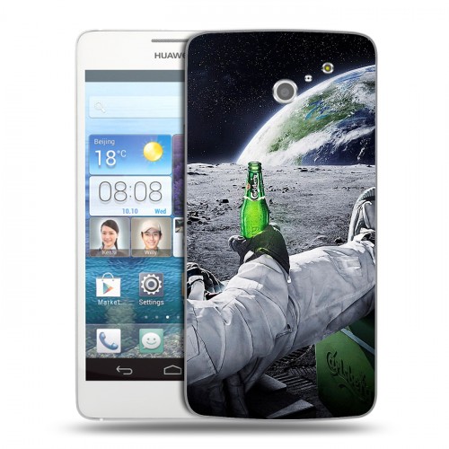 Дизайнерский пластиковый чехол для Huawei Ascend D2 Космонавт