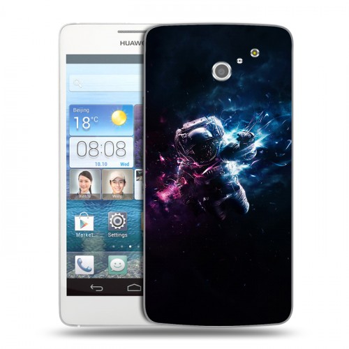 Дизайнерский пластиковый чехол для Huawei Ascend D2 Космонавт