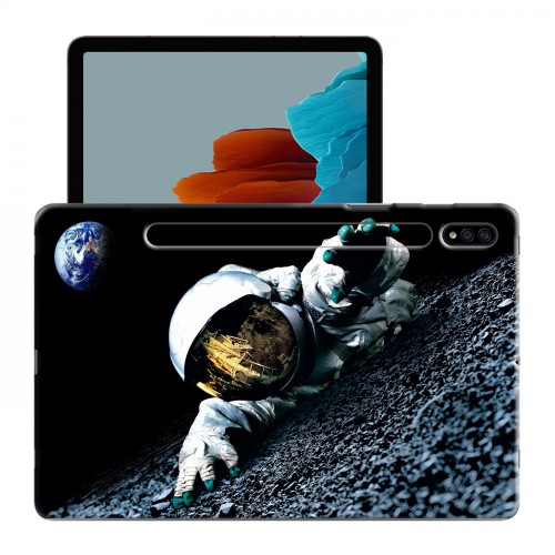 Дизайнерский силиконовый с усиленными углами чехол для Samsung Galaxy Tab S7 Космонавт