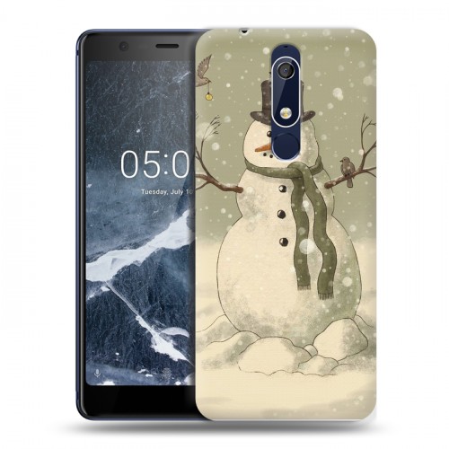 Дизайнерский пластиковый чехол для Nokia 5.1 Снеговики