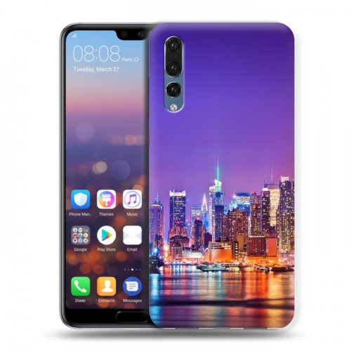 Дизайнерский силиконовый с усиленными углами чехол для Huawei P20 Pro Нью-Йорк