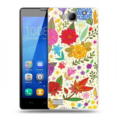 Дизайнерский пластиковый чехол для Huawei Honor 3c Цветочные мотивы