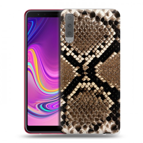 Дизайнерский силиконовый с усиленными углами чехол для Samsung Galaxy A7 (2018) Кожа змей