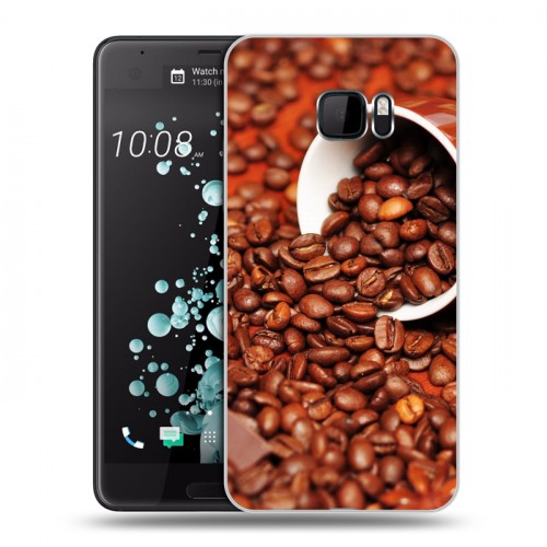 Дизайнерский пластиковый чехол для HTC U Ultra кофе текстуры